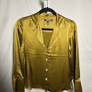 Banana Republic Olive 100% Silk Blouse